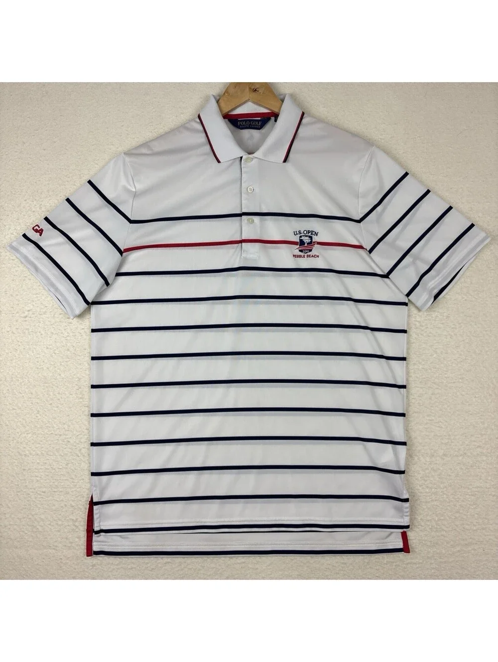 US Open Collection by Ralph Lauren Polo Shirt Mens L Striped Pebble Beach 2019
